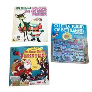 Set Of 3 Vintage Disneyland 7" 33 1/3 RPM Read-Along Record Books